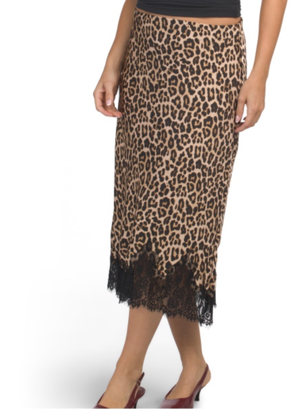 MAISON D'AMELIE satin skirt with bottom lace
